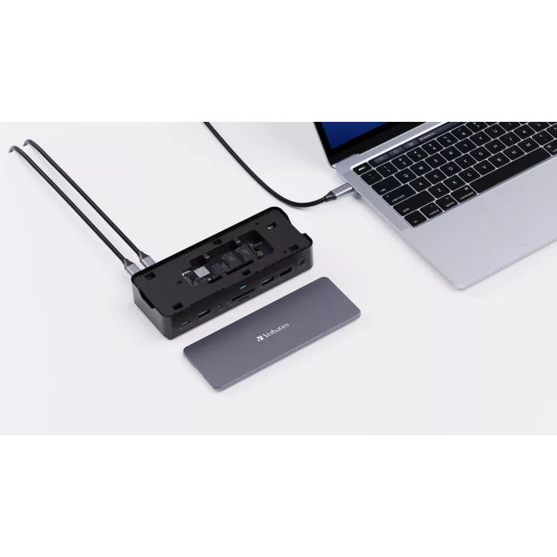 Verbatim CDS-15S laidinis USB 3.2 Gen 1 (3.1 Gen 1) Type-C dokų stotelė, juoda, pilka