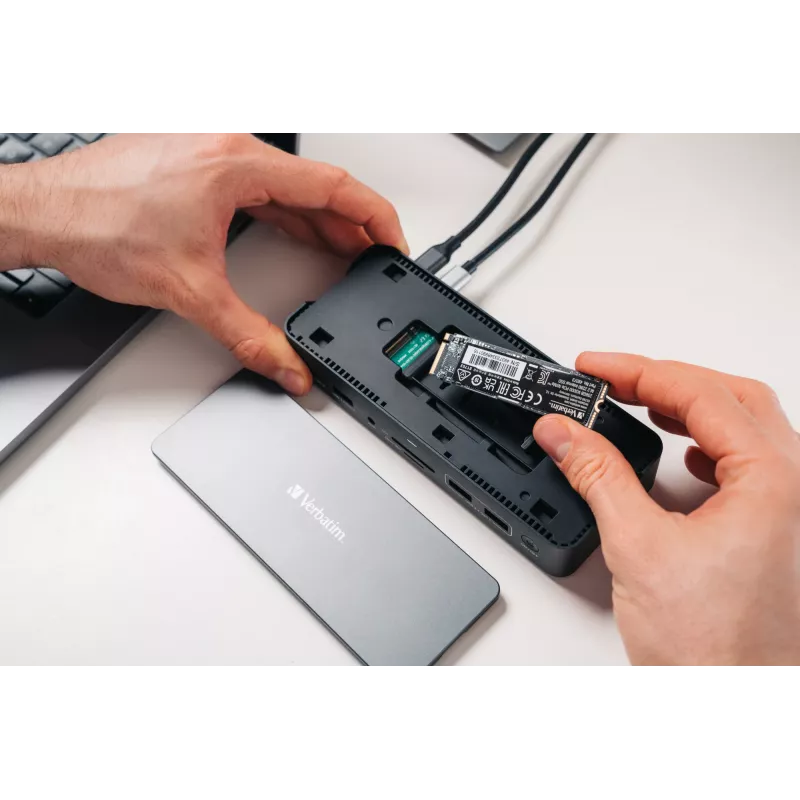 Verbatim CDS-15S laidinis USB 3.2 Gen 1 (3.1 Gen 1) Type-C dokų stotelė, juoda, pilka