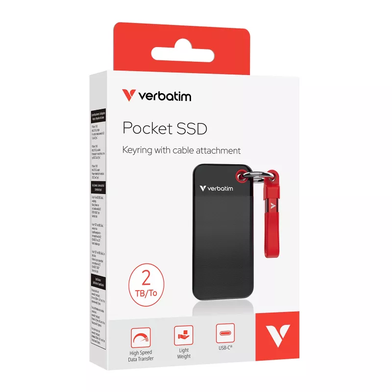 Verbatim Pocket SSD USB 3.2 Gen 2 2TB juodas/raudonas
