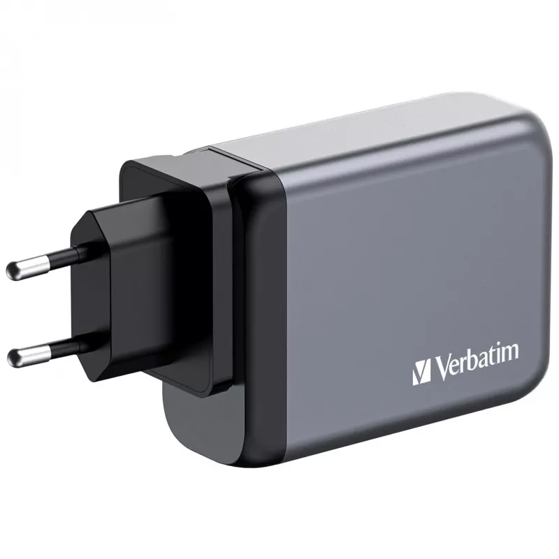 Verbatim GNC-100 GaN įkroviklis 100W su 2 x USB-C PD 100W / 1 x USB-C PD 65W / 1 x USB-A QC 3.0 (ES/JK/JAV)