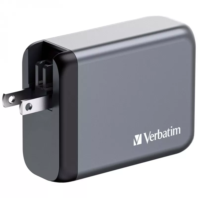 Verbatim GNC-100 GaN įkroviklis 100W su 2 x USB-C PD 100W / 1 x USB-C PD 65W / 1 x USB-A QC 3.0 (ES/JK/JAV)