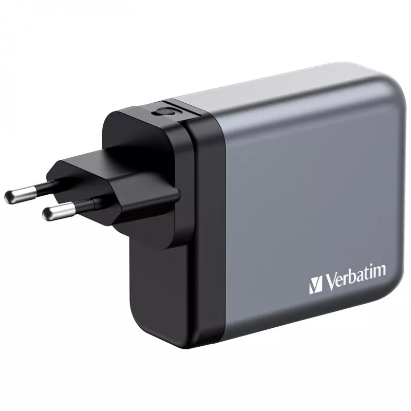 Verbatim GNC-140 GaN 140W įkroviklis su 2x USB-C PD 140W / 1x USB-C PD 20W / 1x USB-A QC 3.0 (EU/UK/US)