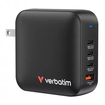 Verbatim Mini GaN įkroviklis 165W 4 prievadai su US kištuku ir EU bei UK adapteriais