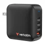 Verbatim Mini GaN įkroviklis 165W 4 prievadai su US kištuku ir EU bei UK adapteriais