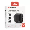 Verbatim Mini GaN Įkroviklis 70W 3 Prievadai su US kištuku bei EU ir UK adapteriais