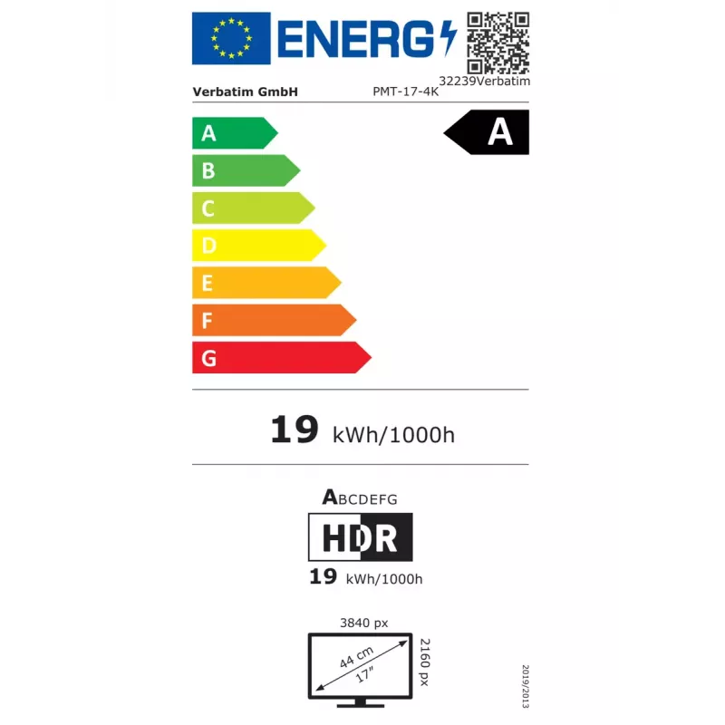 Monitorius Verbatim nešiojamas liečiamasis 17,3 colio 4K Ultra HD LCD 3840 x 2160
