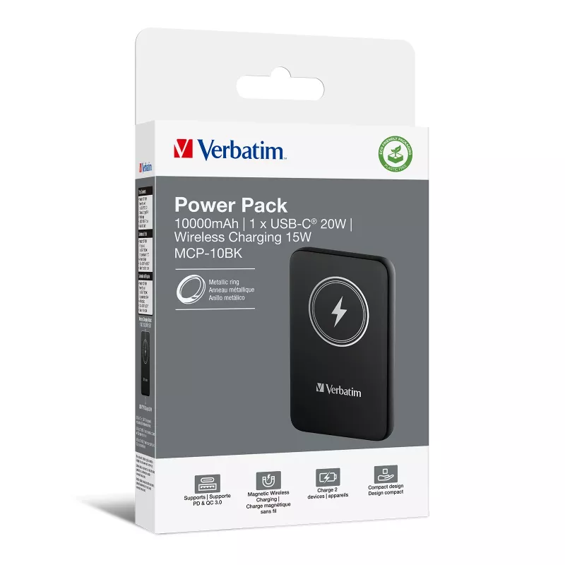 Verbatim Charge 'n' Go belaidis magnetinis powerbankas 10000mAh juodas