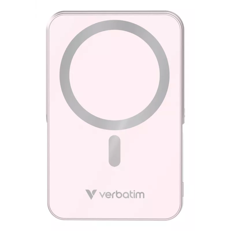 Verbatim Charge 'n' Go belaidė magnetinė power bank su stovu - 10000 mAh rožinė