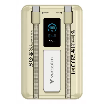 Verbatim Charge'n'Go 2C & Display Power Bank 10000 mAh Auksinė