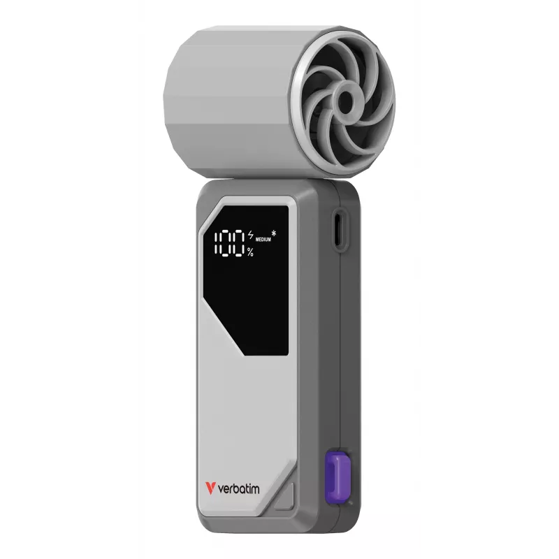 Nešiojamas ventiliatorius Verbatim Cool’n’Go AirJet pilkai violetinis