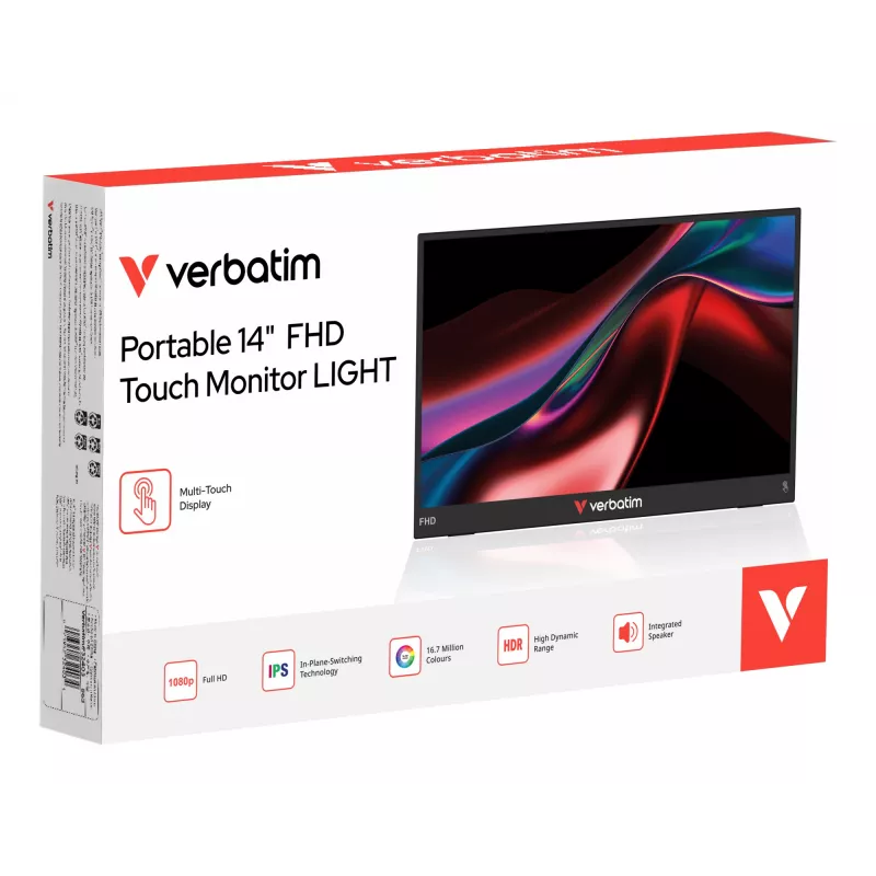 Nešiojamas monitorius Verbatim 14 colių FHD Touch LCD 1920x1080