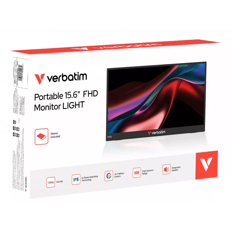 Nešiojamas monitorius Verbatim Portable 15.6 colio FHD LIGHT