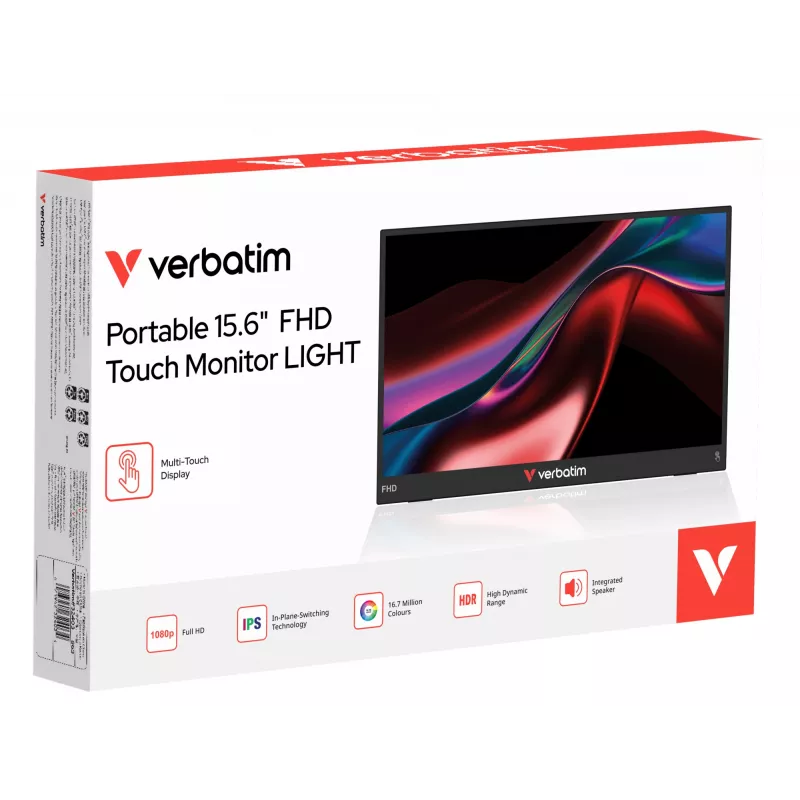 Nešiojamas monitorius Verbatim 15.6 col. FHD Touch LCD 1920 x 1080