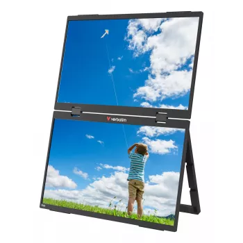Nešiojamas dviejų monitorių rinkinys Verbatim Portable 15.6 inch FHD Dual Monitor Essentials, 39,6 cm (15,6 inch), LCD, 1920 x 1080 pikselių, Full HD, 16:9, 10 ms