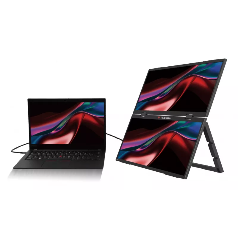 Nešiojamas dviejų monitorių rinkinys Verbatim Portable 15.6 inch FHD Dual Monitor Essentials, 39,6 cm (15,6 inch), LCD, 1920 x 1080 pikselių, Full HD, 16:9, 10 ms