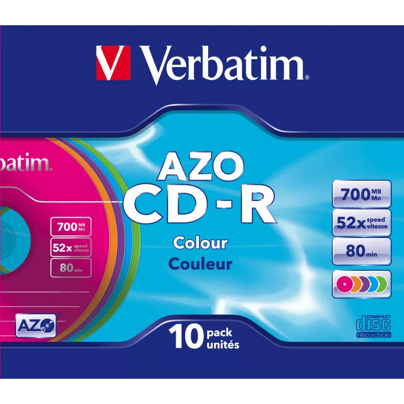 Verbatim CD-R AZO Spalvos 700 MB 48x 10 vnt.