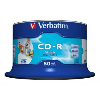 Verbatim CD-R AZO Wide Inkjet Printable be ID 700 MB 52x 50 vnt.