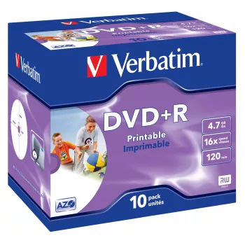 Verbatim DVD+R Wide Inkjet Printable ID Brand, 4,7 GB, 10 vnt., juvelinė dėžutė