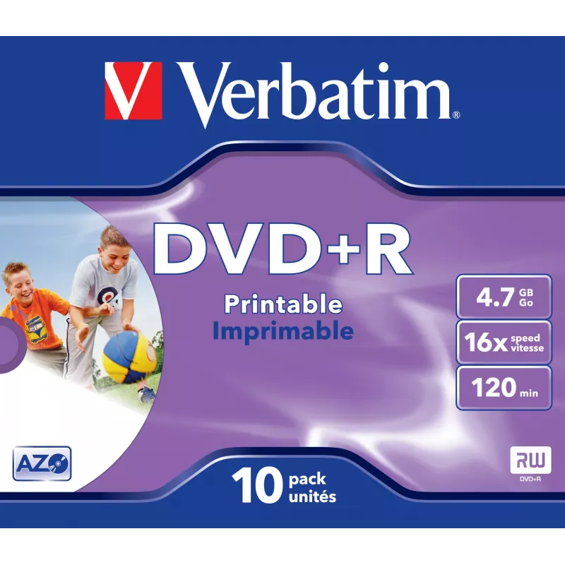 Verbatim DVD+R Wide Inkjet Printable ID Brand, 4,7 GB, 10 vnt., juvelinė dėžutė