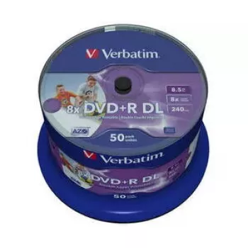 Verbatim 43703 DVD+R dvigubo sluoksnio plačiai spausdinamas diskas (50 vnt.)