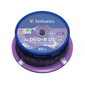 Verbatim DVD+R Double Layer 8x 25 vnt. verpstė, matinė sidabrinė