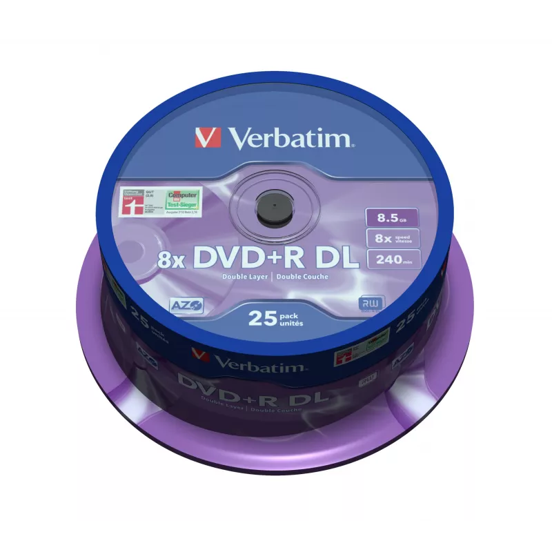 Verbatim DVD+R Double Layer 8x 25 vnt. verpstė, matinė sidabrinė