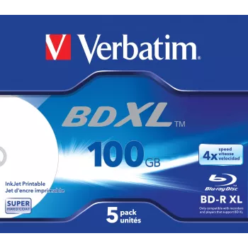 Verbatim BD-R XL 100GB* 4x plačiai spausdinamas rašaliniu spausdintuvu 5 vnt. jewel dėkle