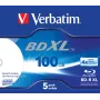 Verbatim BD-R XL 100GB* 4x plačiai spausdinamas rašaliniu spausdintuvu 5 vnt. jewel dėkle