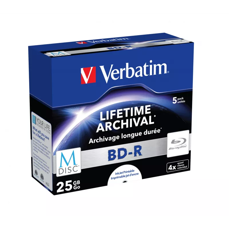 Verbatim M-Disc 4x BD-R 25 GB 5 vnt. – patvarūs Blu-ray diskai ilgalaikiam saugojimui