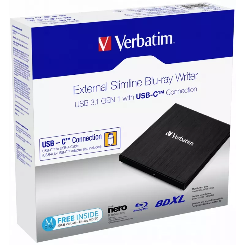 Verbatim 43889 išorinis Blu-Ray RW įrenginys, juodas