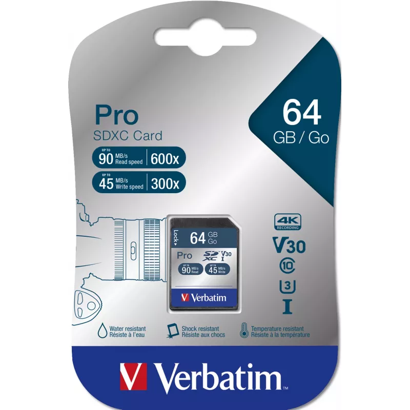 Verbatim Pro 64 GB SDXC UHS Class 10 atminties kortelė