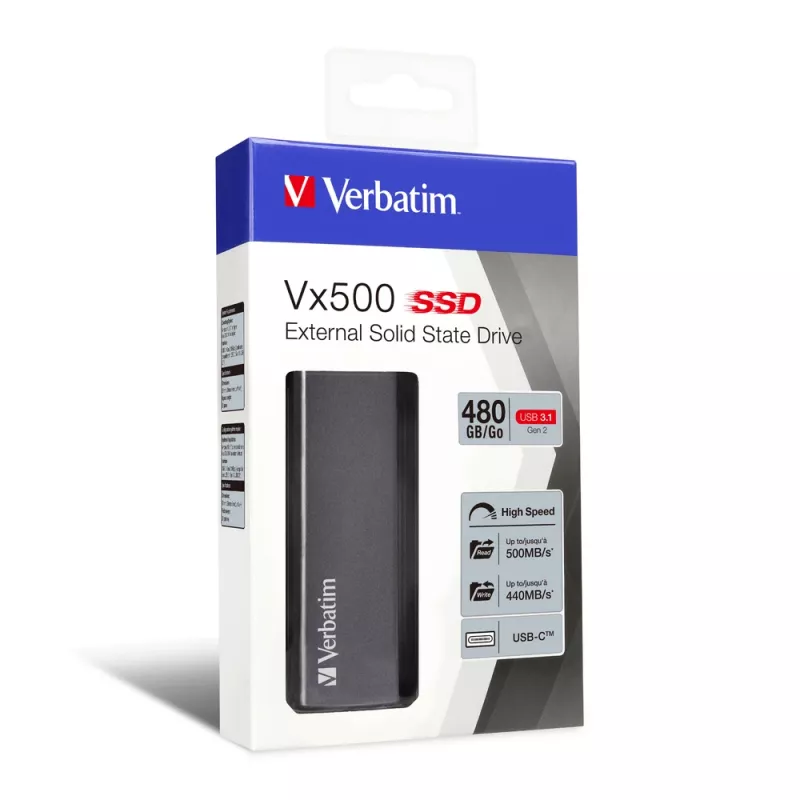 Verbatim Vx500 išorinis SSD 480GB sidabrinis