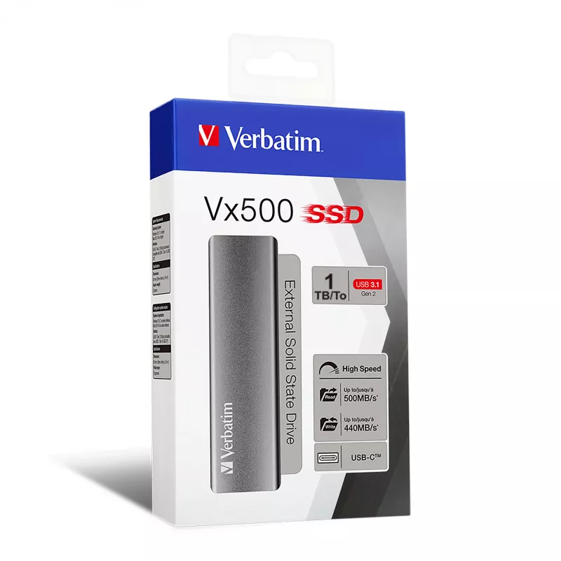 Verbatim Vx500 1 TB USB Type-C 3.2 Gen 2 sidabrinis išorinis SSD diskas