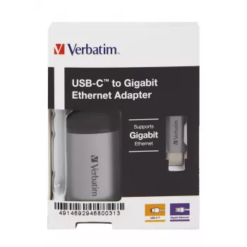 Verbatim 49146 USB-C prievadų išplėtimo stotelė su Gigabit Ethernet, juoda/sidabrinė