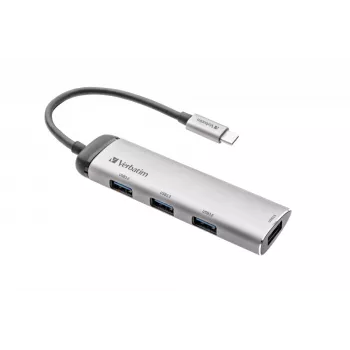 Verbatim USB-C Multiport Hub 4x USB 3.2 Gen 1, pilka, aliuminis