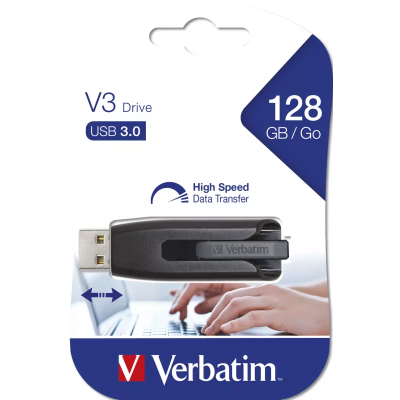 Verbatim V3 USB 3.0 atmintukas 128 GB – juodas