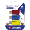 Verbatim Store 'n' Click - USB atmintukas 3.2 Gen 1 - 3x16 GB - Raudona/Mėlyna/Geltona