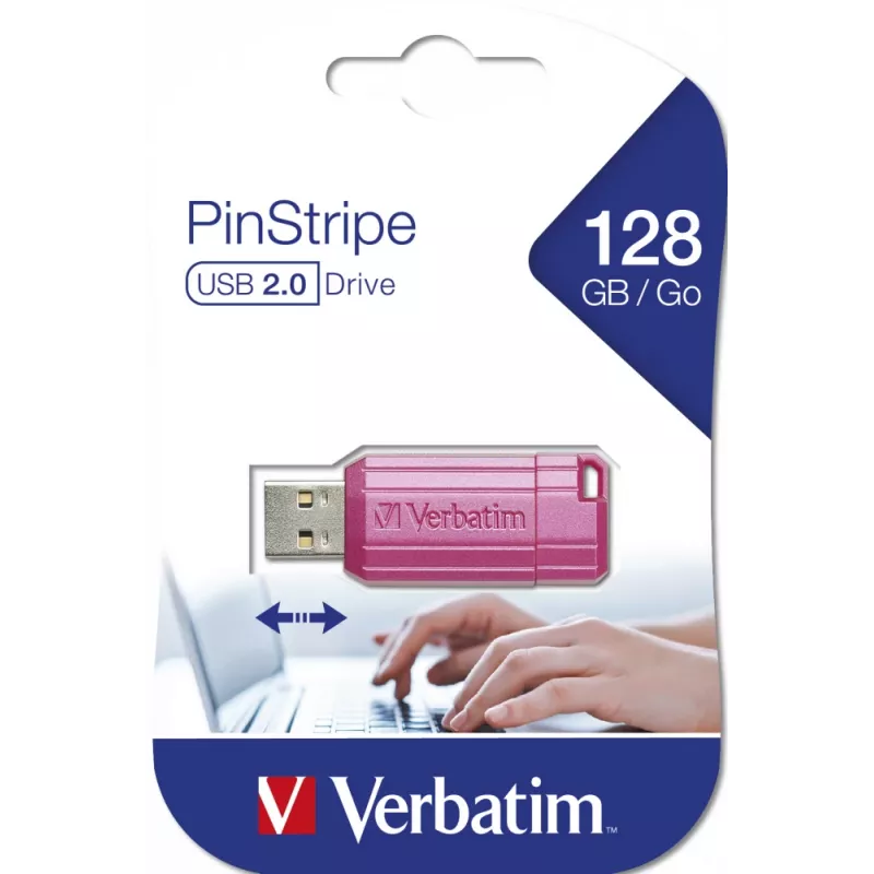 Verbatim PinStripe USB atmintukas 128 GB USB-A 2.0 Rožinis