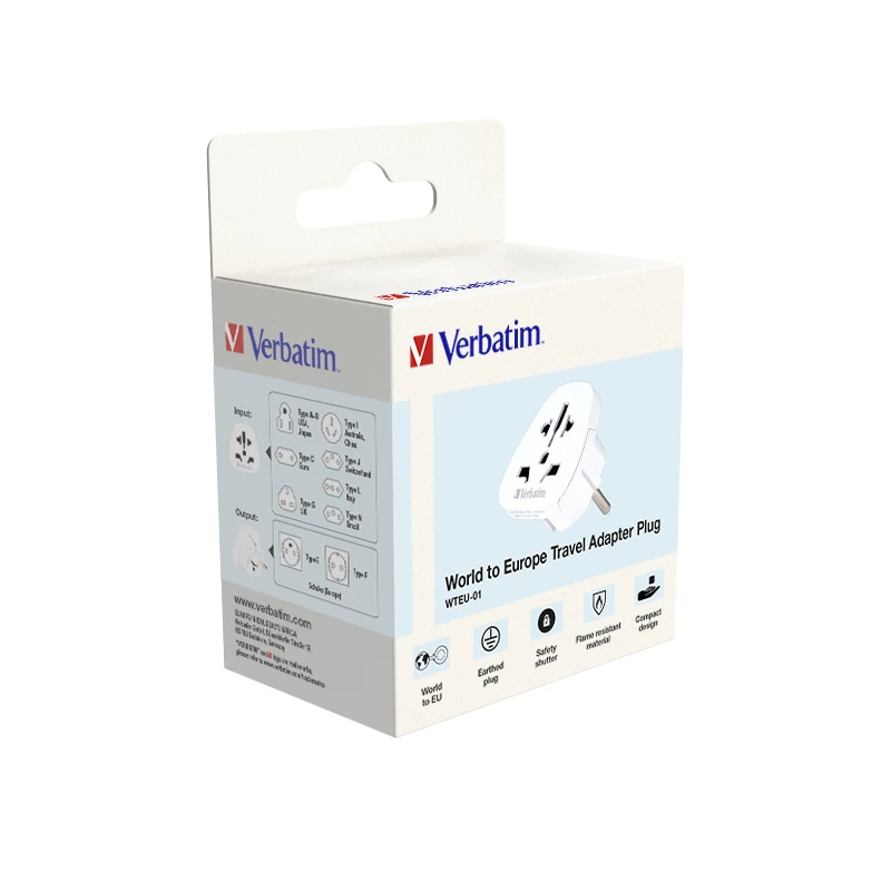Verbatim 49541 kištukinis adapteris universalus tipas E/F hibridinis Baltas