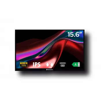 Verbatim 49592 nešiojamas monitorius 39,6 cm (15,6 colio) 1920 x 1080 pikselių Full HD LCD liečiamas ekranas juodas