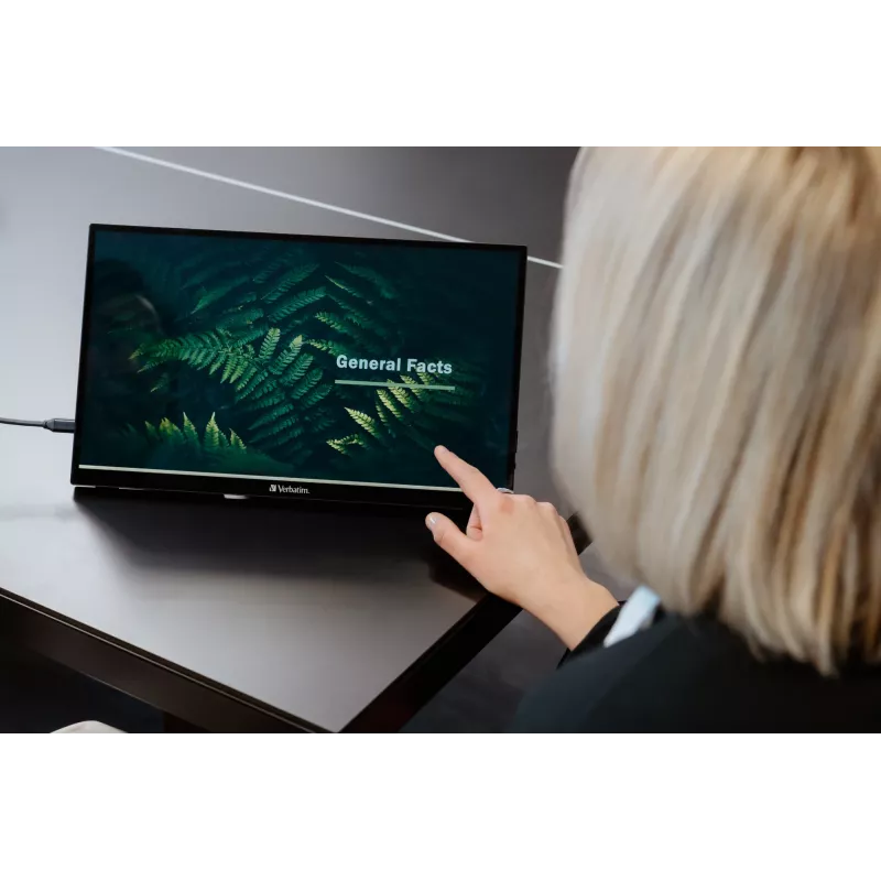 Verbatim 49592 nešiojamas monitorius 39,6 cm (15,6 colio) 1920 x 1080 pikselių Full HD LCD liečiamas ekranas juodas