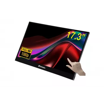 Verbatim 49593 nešiojamas monitorius 43,9 cm (17,3 colio) 1920 x 1080 Full HD LCD jutiklinis juodas
