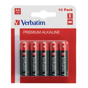 Verbatim AA šarminės baterijos, vienkartinės, 1,5 V, 10 vnt., juodos, raudonos