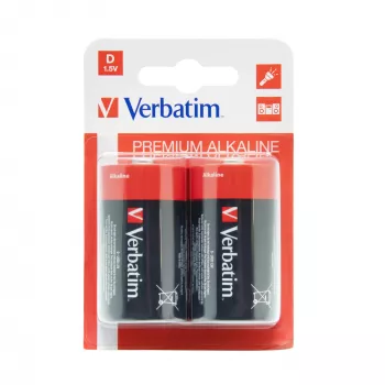 Verbatim D šarminės baterijos, vienkartinės, 1,5 V, 2 vnt., įvairiaspalvės, 34,2 mm