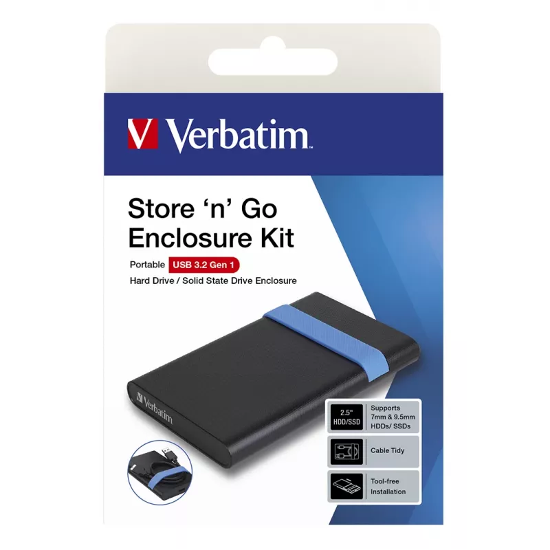 Verbatim Store'N'Go Enclosure Kit – korpusas HDD/SSD, juodas/mėlynas, 2,5 colio