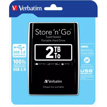 Verbatim Store 'n' Go USB 3.0 nešiojamas kietasis diskas 2TB juodas