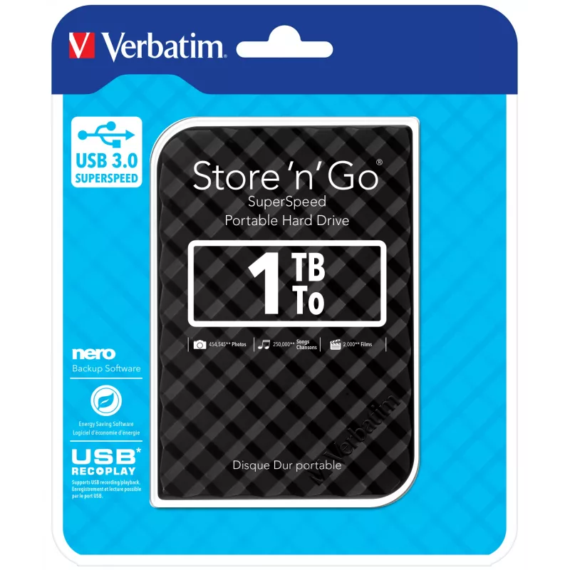 Verbatim Store 'n' Go USB 3.0 išorinis kietasis diskas 1TB juodas