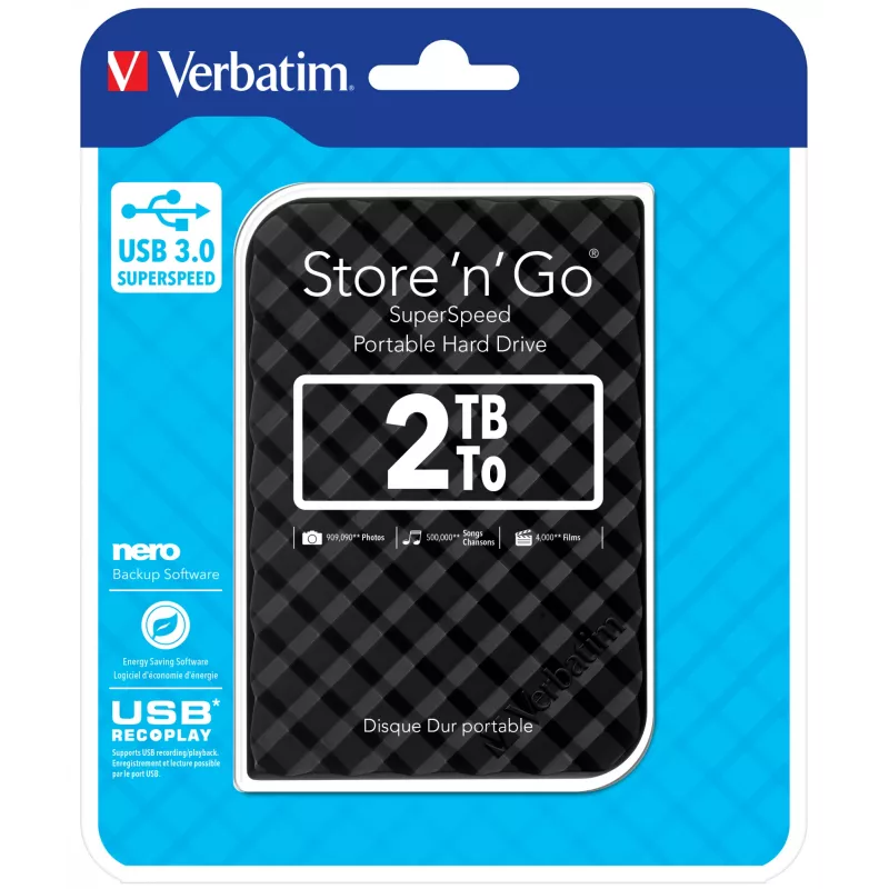 Verbatim Store 'n' Go USB 3.0 išorinis kietasis diskas 2TB juodas