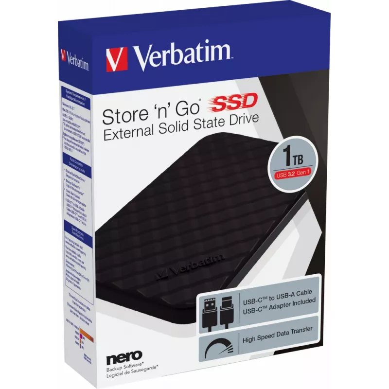 Verbatim Store 'n' Go Portable SSD USB 3.2 GEN 1 1TB, juodas