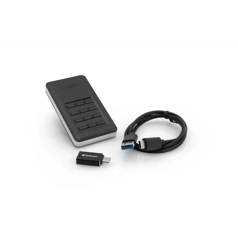 Verbatim Store 'n' Go nešiojamasis SSD su klaviatūra 256GB, juodas/sidabrinis
